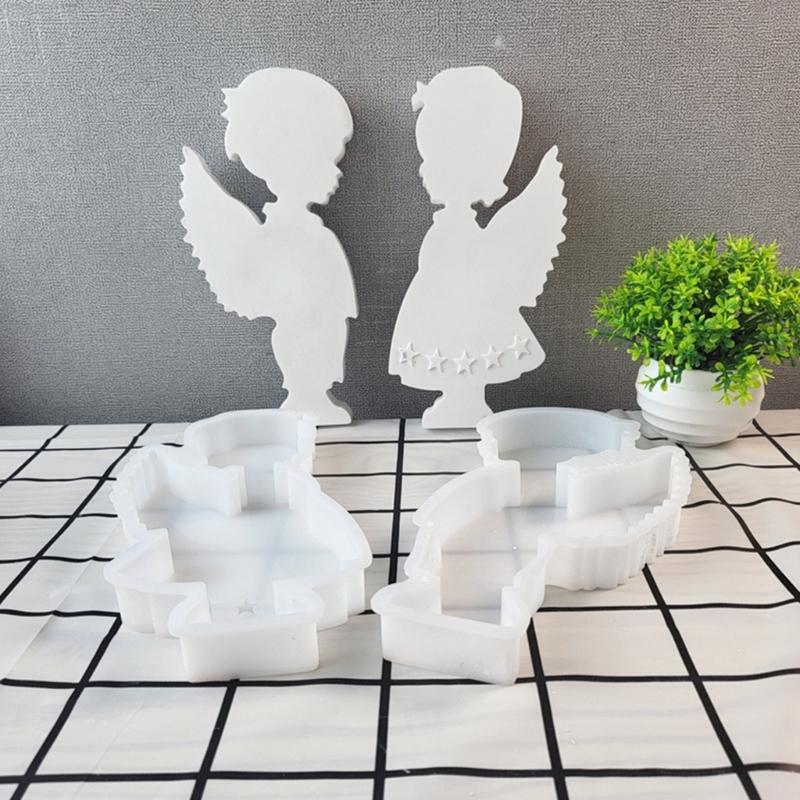 3D Angel Candle Silicone Mold Boy Girl Shape Scented Candle Plaster Concrete Resin Mould Handmade Craft Home Decorations
