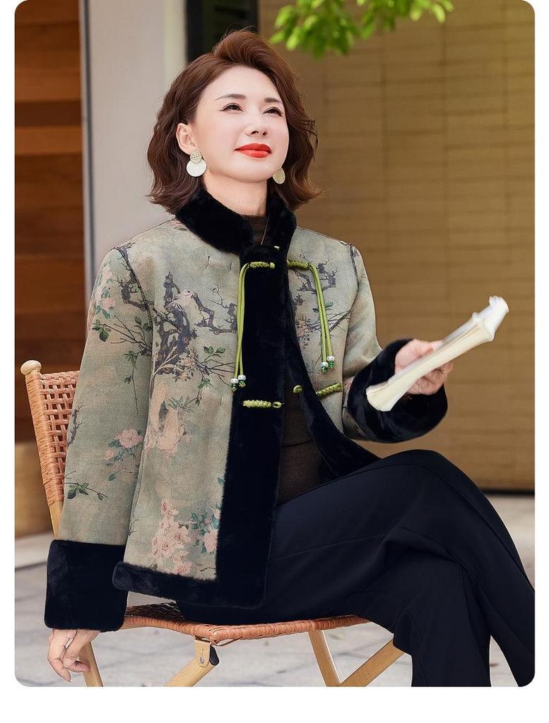 2025 New Chinese-Style Double-Sided Thick Coat for Middle-Aged & Elderly Women
