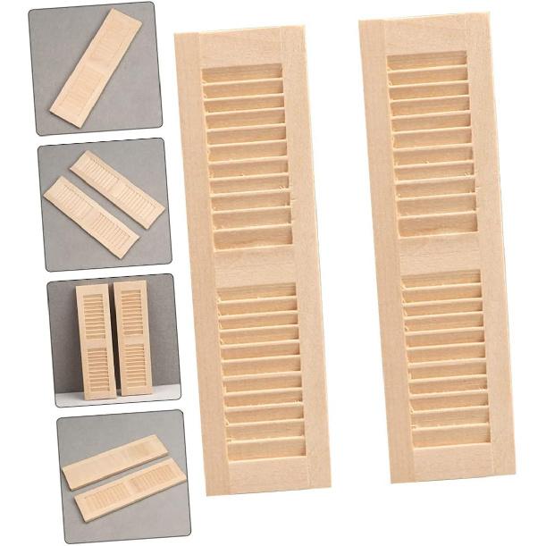 6 Pcs Miniature Wooden Doll Shutters, Wear-Resistant Synthetic Material, Khaki, 4.52x1.25x0.47 Inch, Dollhouse Decoration Accessories for 1:12 Scale