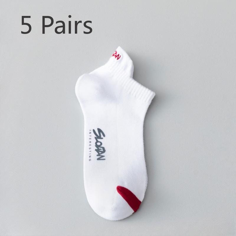 

5 пар летних коротких носков мужских антибактериальных, влагоотводящих, дышащих, летних тонких коротких носков-лодочек мужских носков 5 pairs белый
