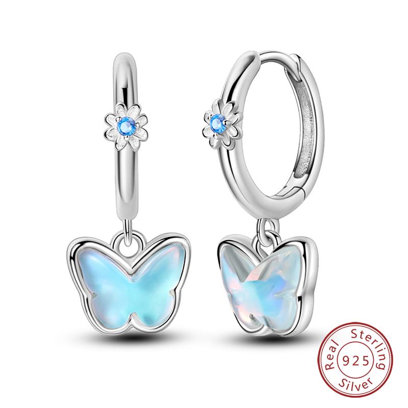New 925 Sterling Silver Hope Rainbow Flower Earrings For Women Sparkling Colored Zircon Star Koi Earrings Party Jewelry