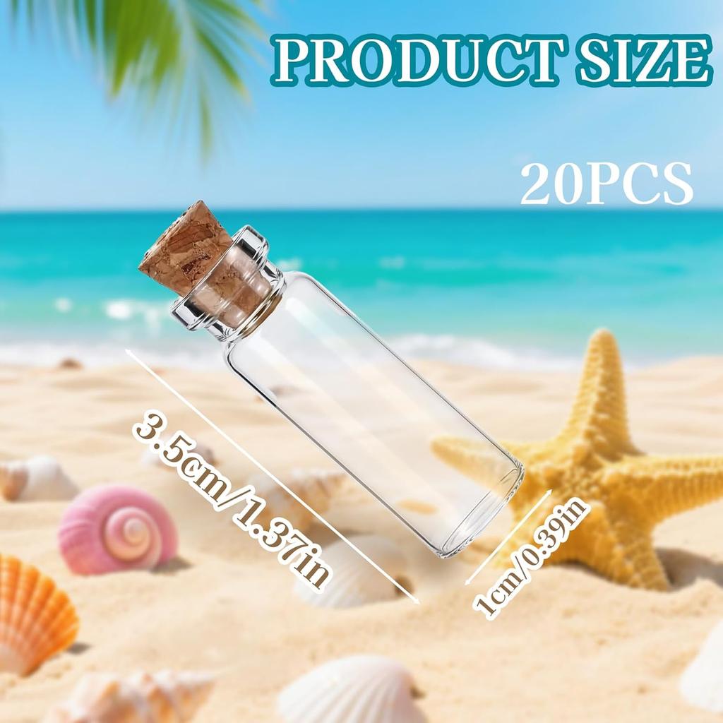 20 Pcs Small Glass Bottles with Cork, 2ml Small Tiny Glass Jars with Lids, Transparent Empty Mini Glass Bottles Spell Jars Glass Bottle