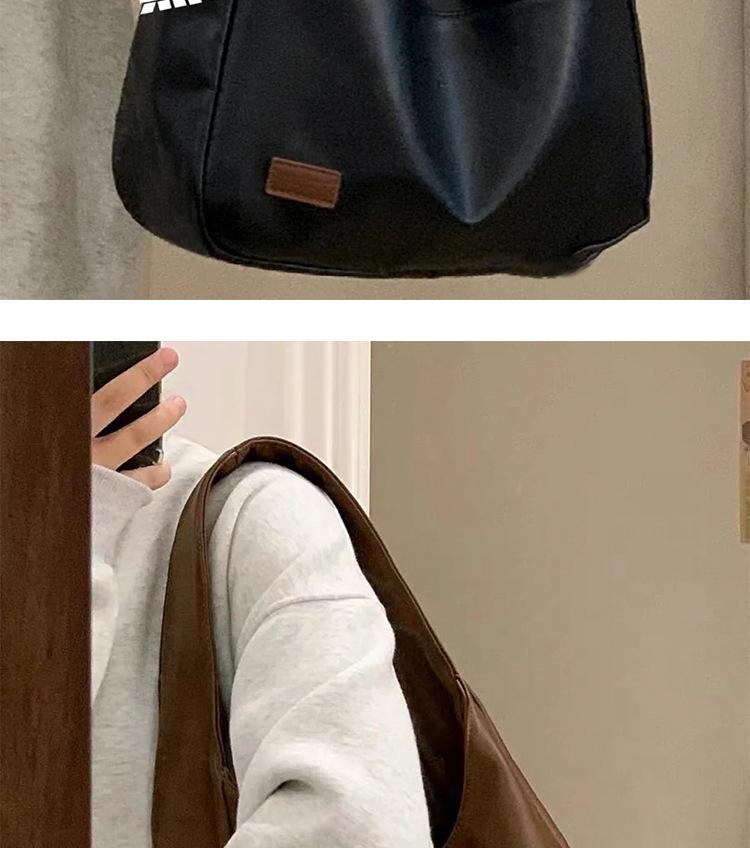 Soft Leather Bucket Tote Bag - Autumn/Winter Edition for College Students and Commuters