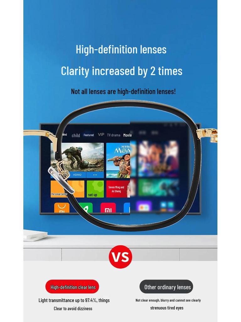 Elegant Anti-Fatigue Women's Reading Glasses - Large Frame, HD Vision, Youthful Look.