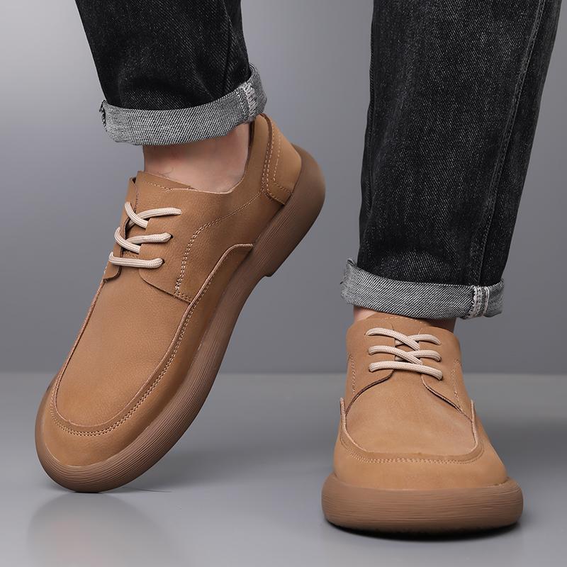 Men Lace Up Fashion Genuine Leather Board Oxfords Men Shoes Flat Casual Genuine Leather Italian Luxury Brand Dress Moccasins
