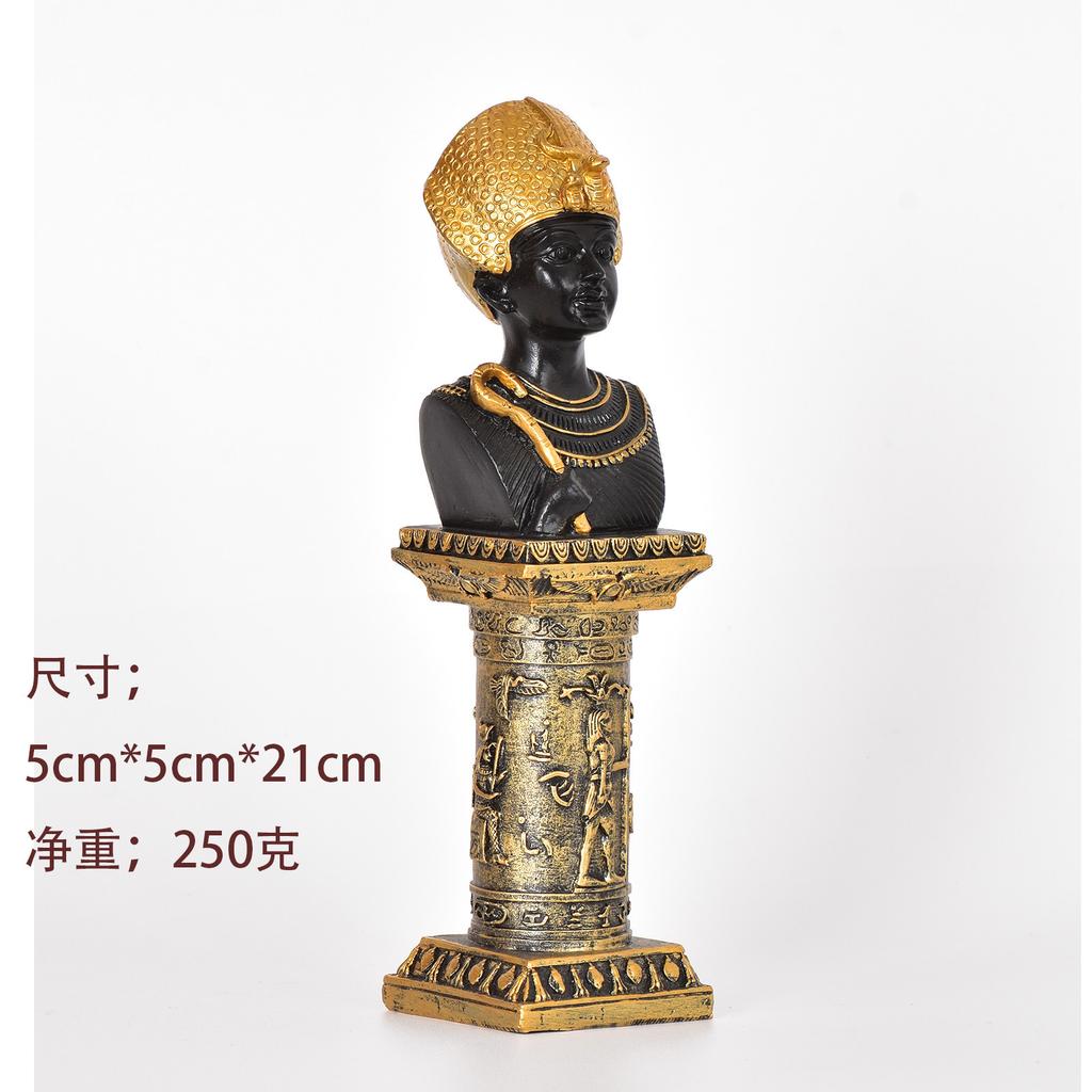 Egypt Black Prince Gold Mask Ornament Creative Antique Resin Living Room Hotel Decorations Queen Cleopatra Head Collectibles