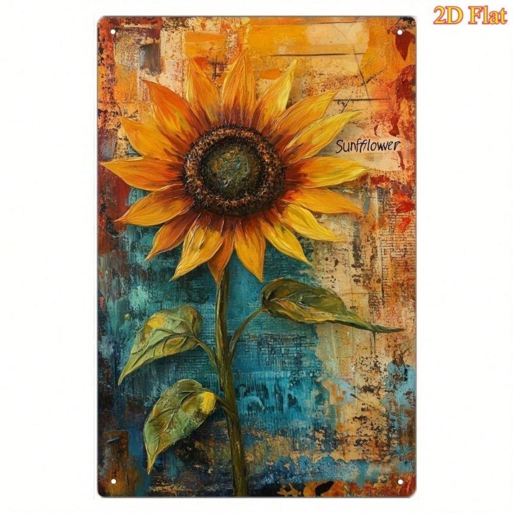 1pc Vintage Sunflower Metal Sign Farmhouse Wall Art Tinplate Decor