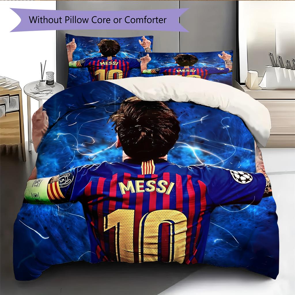 Messi Pattern Bedding Home Decoration Birthday Gift (1 * duvet cover + 2 * pillowcase, without core)