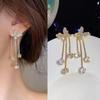 925 Silver Needle Green Red Butterfly Long Tassel Earrings For Women Jewelry Trending Korean Fashion Crystal Drop Earrings