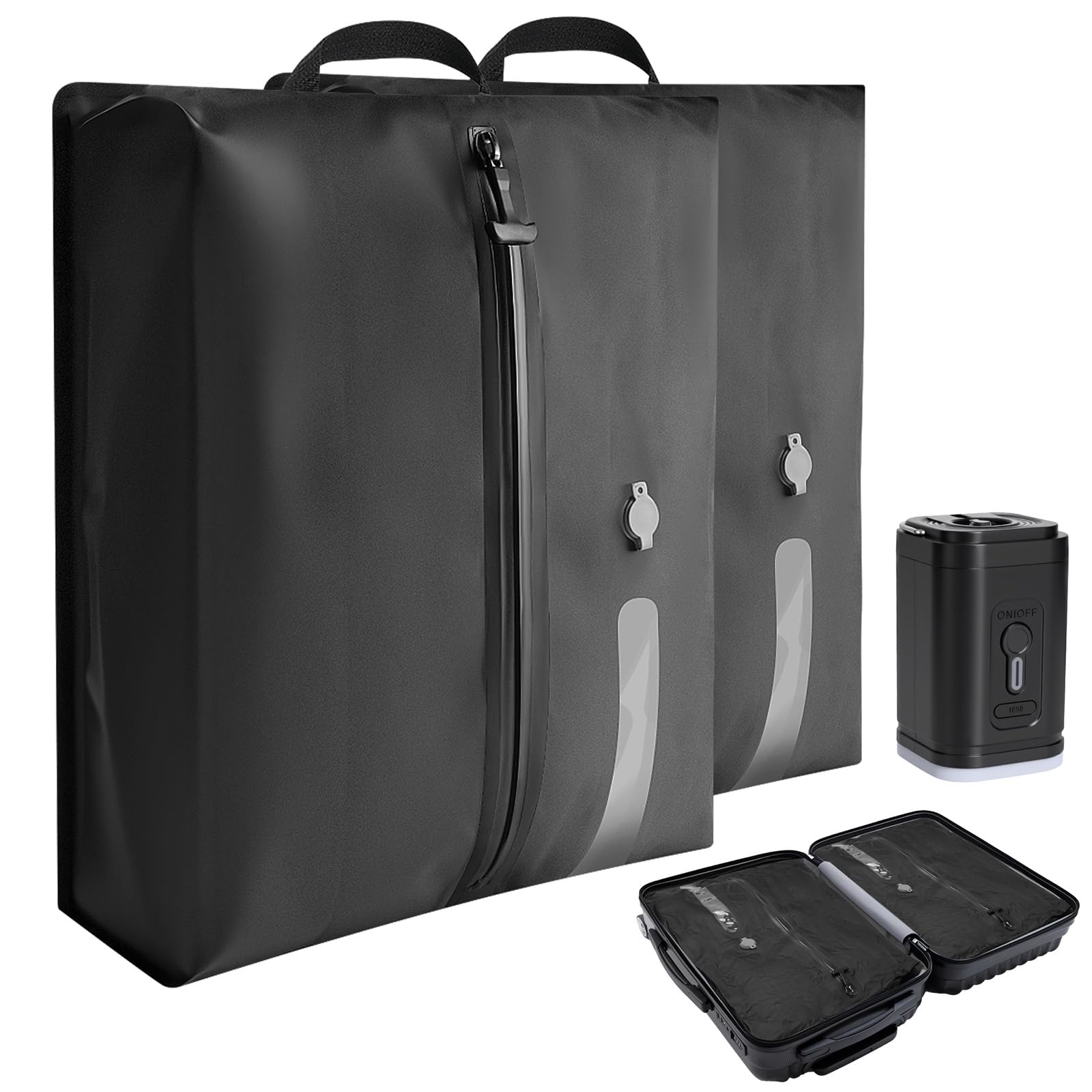 

LORAK Compression Travel Bags Air Compression Packing Compression Bags for Clothing Business Easy Travel Convenience Bag Size Set of 2 - 3-in-1 Pump, чорний