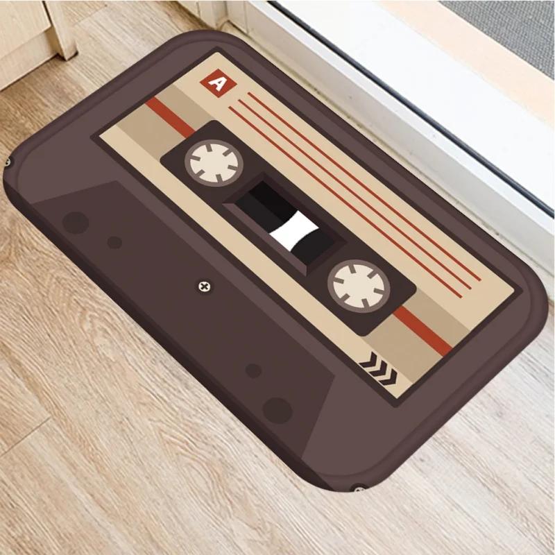 Retro Music Tape Pattern Doormat Home Decor Anti-slip Carpets Kitchen Bedroom Entrance Soft Floor Mat Washable Foot Mats