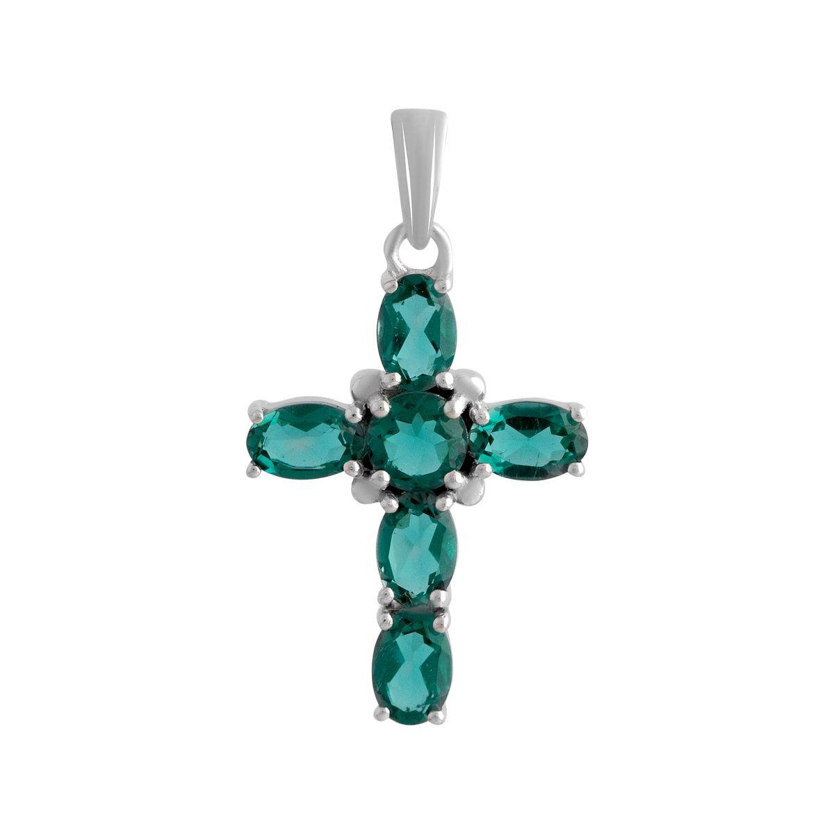 

Срібний хрестик з аквамарином nano 2.374ct (2141013) небо синє світло кольору