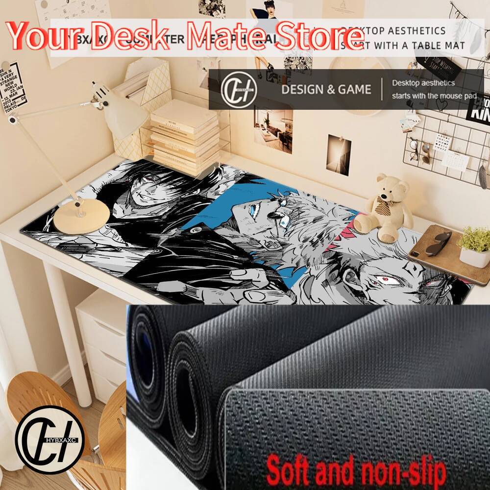 Anime Jujutsu Kaisen Mouse Pad XXL Gaming Accessories Office Gamer Keyboard Desk Mat Non-Slip Laptop Satoru Gojo Mousepad