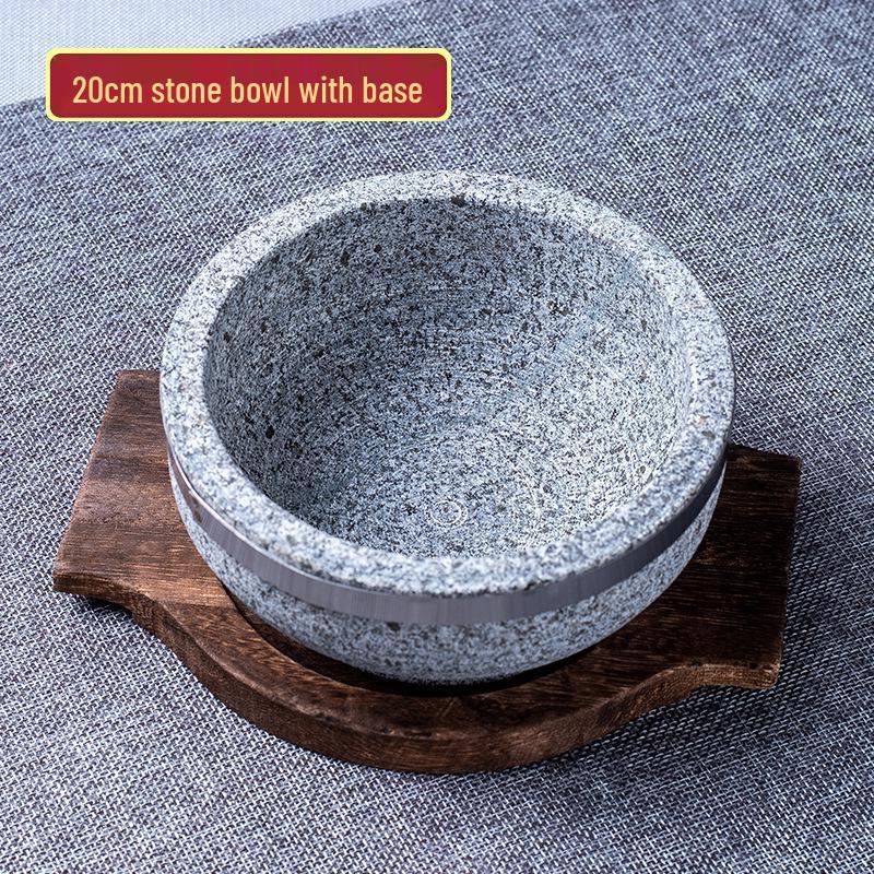 Korean Bibimbap Stone Bowl - Durable Natural Stone Earthenware for Cooking