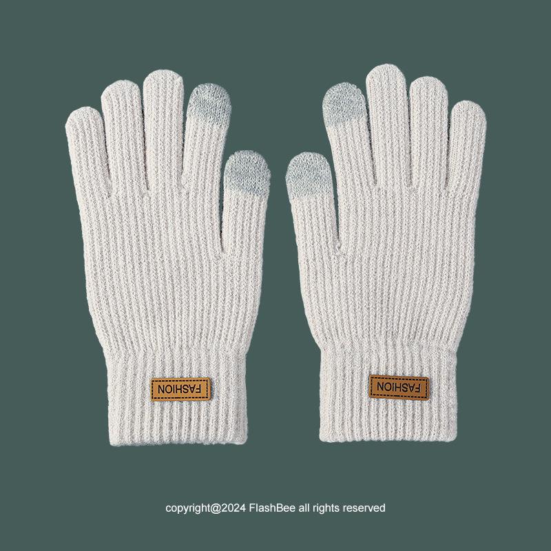 Dopamine Color Flip-Top Wool Knit Gloves for College Students - Unisex, Warm, Half-Finger, Autumn & Winter