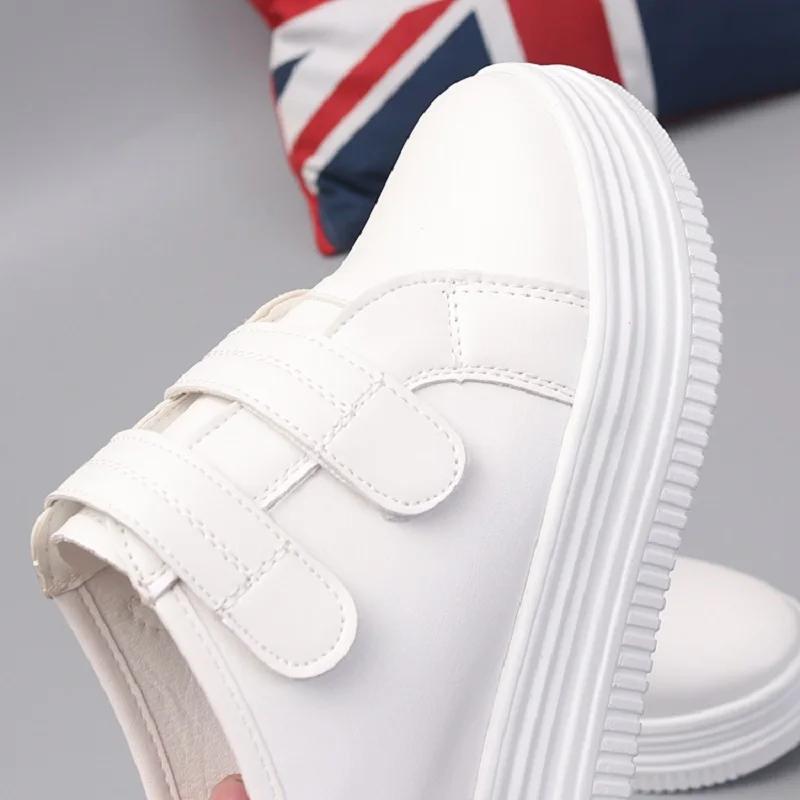 Größe 35-40 Damen Schuhe 8cm Leder Hausschuhe Frau Höhenerhöhende Plateauschuhe Sneakers Atmungsaktive Halbschuhe
