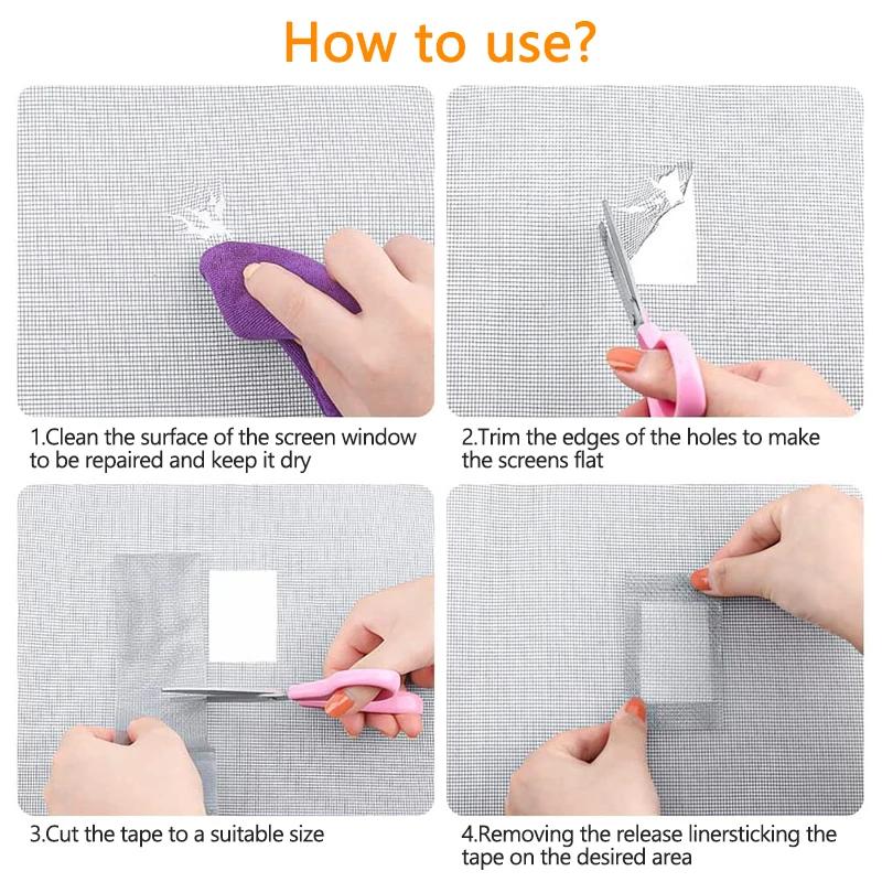 Window Screen Mosquito Net Repair Tape Self-adhesive Covering Wire Mesh Tape Seal for Window Door Tears Holes Patch Repair