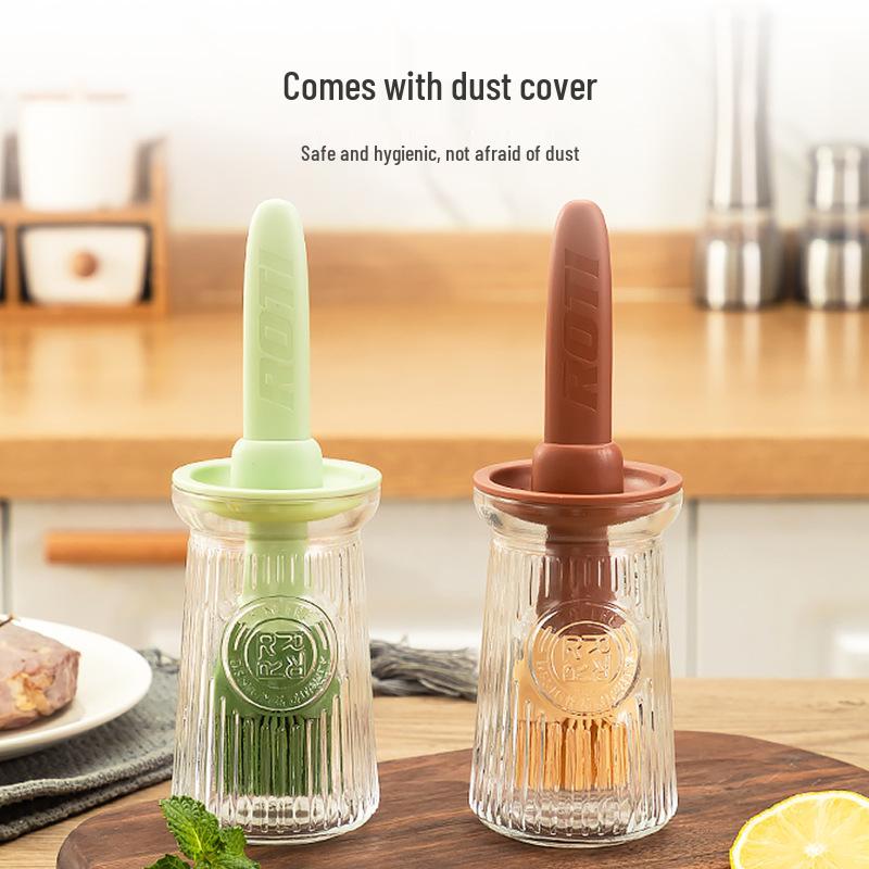 Silicone Oil Brush with Integrated Bottle - Heat Resistant Kitchen Tool for Pancake & BBQ Oiling