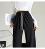 Checkered Ice Silk Wide-Leg Pants for Women, Summer 2025: High-Waist, Floor-Length, Casual Petite Straight-Leg Design
