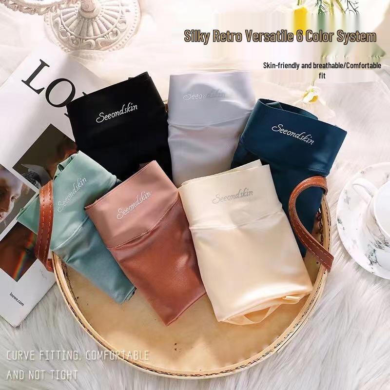 Majtki bezszwowe satynowe z wysokim stanem i kontrolą brzucha - Oddychające, uczucie nagości, wygodne, podnoszące biodra damskie majtki.