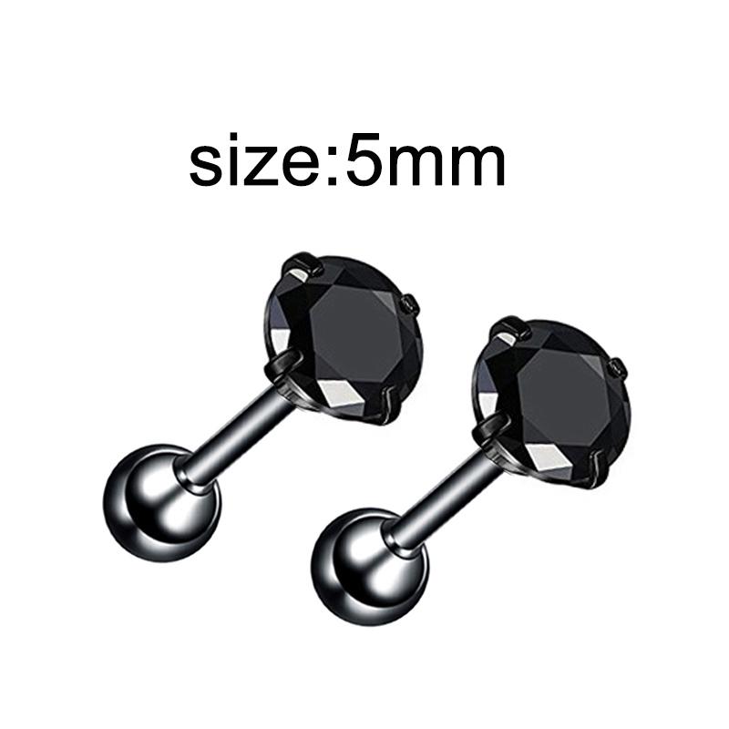 1 Pair Gothic Black Steel-Color Funny Screw Back Stud Earrings For Men/Women Round Ball Spike Cone Tip Stainless Steel Jewelry