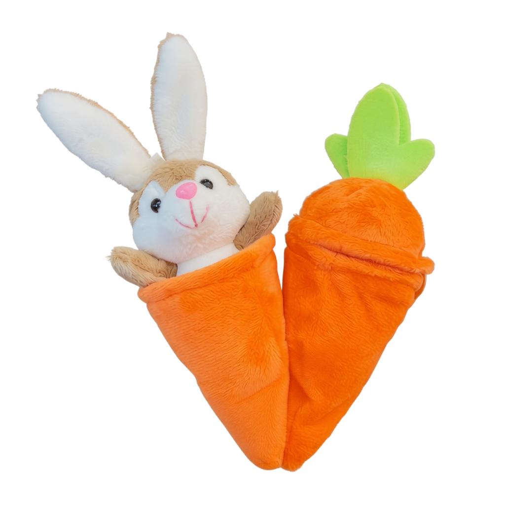 Plush Rabbit Toy Keychain Soft Stuffed Animal Bunny in Carrot Shaped Pouch Plush Key Ring Accessory for Bags and Backpacks