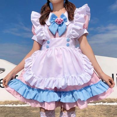 Women's Lolita French Maid Costume, 4 Pcs As a Set Including Dress; Headwear; Apron;collar, Anime Maid Costumes, Cute Lolita French Maid Costumes