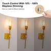Luxury Gold Wall Light Touch Control Dimmable LED Wall Sconce Rechargeable Wall Lamp with 3000K