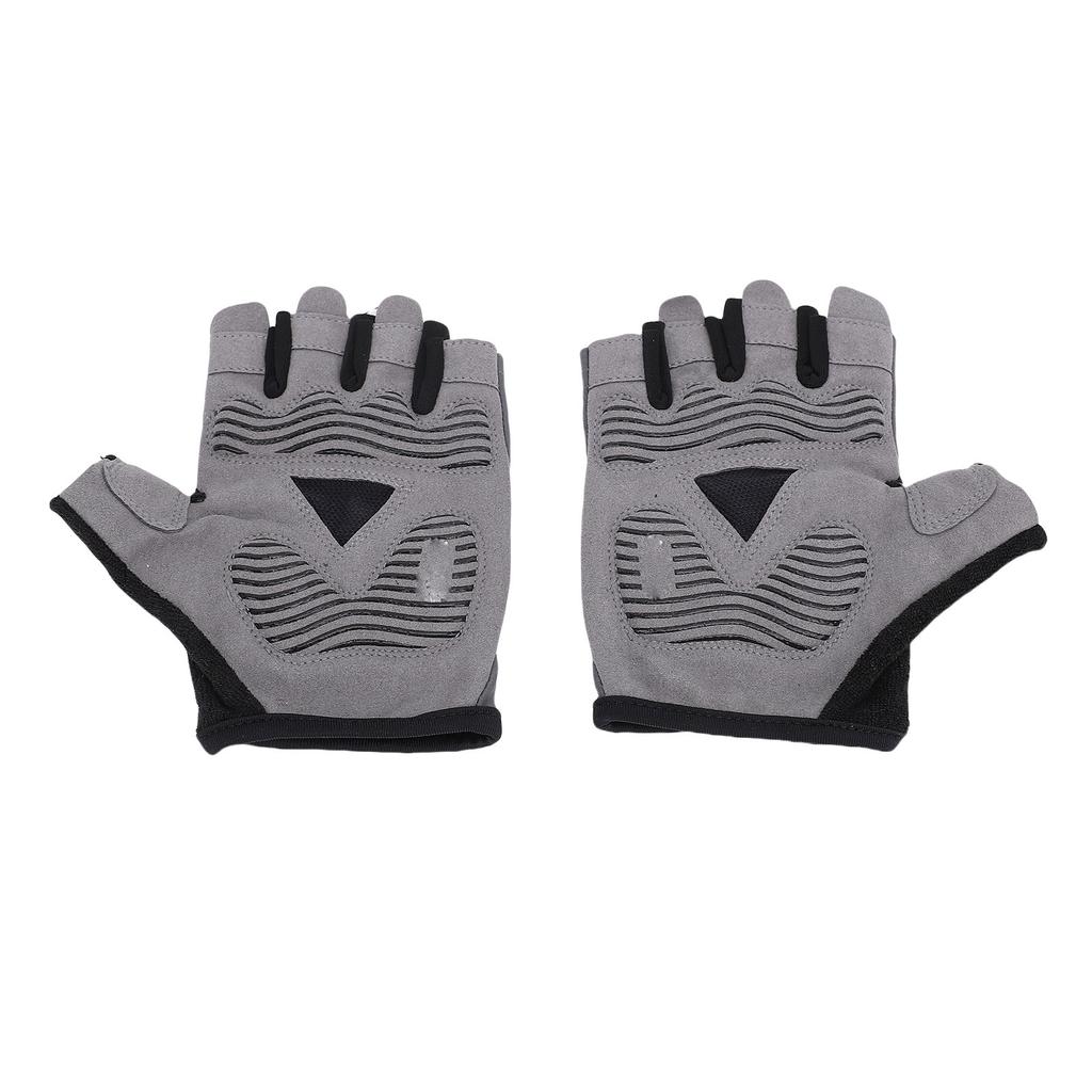Cycling Gloves Grey Elastic Anti Slip Breathable Shock Absorbing Half Finger Bike Gloves for Road Bi
