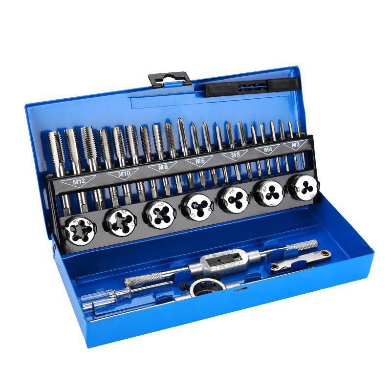 Precision Tap and Die Set: Hand Tapping, Thread Cutting & Lathe Tool with Drill Bit & Wrench