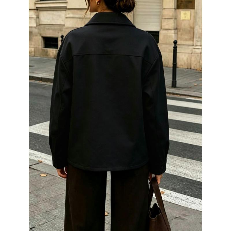 Women Loose Casual Faux Suede Lapel Button Pocket Autumn Winter Jacket
