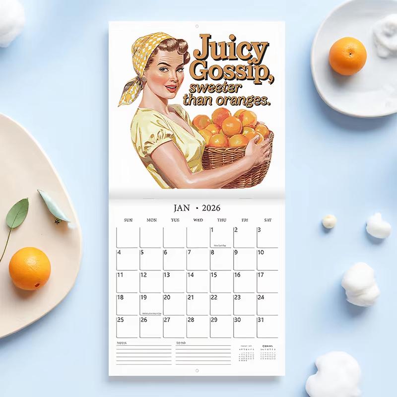 2026 Funny Sarcastic Housewives Wall Calendar With Daily Humorous Quotes In English January-December Work-From-Home Calendar