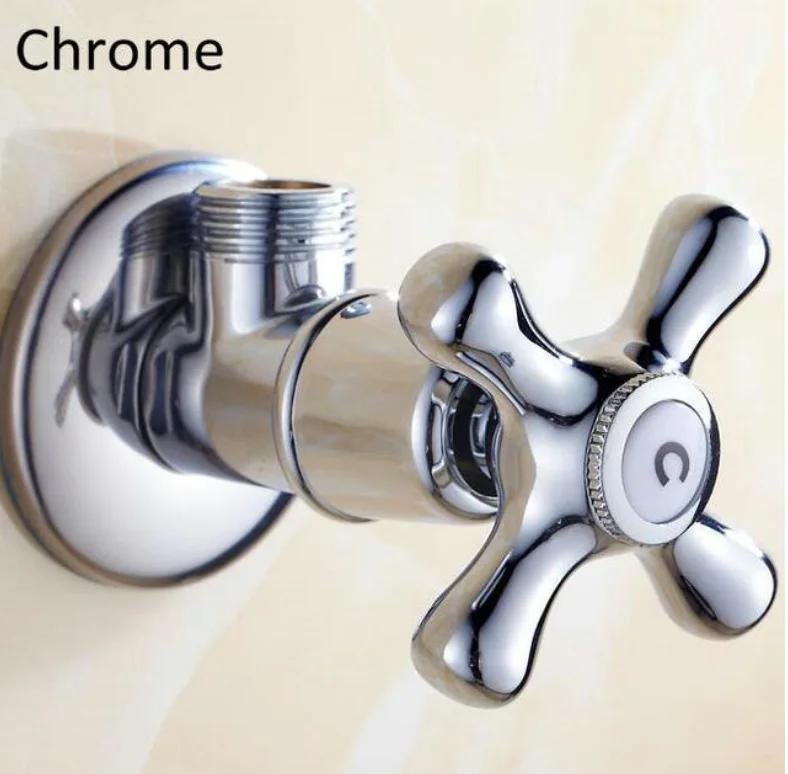 

golden New 1/2 malex 1/2 male Brass Bathroom Angle Stop Valve Antique finish Filling valves bathroom part 5 color