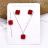 Stainless Steel 18k Gold Plated Tarnish Free Square Shell Necklace Earrings Bracelet Set for Women Wedding Party Jewlery Suit