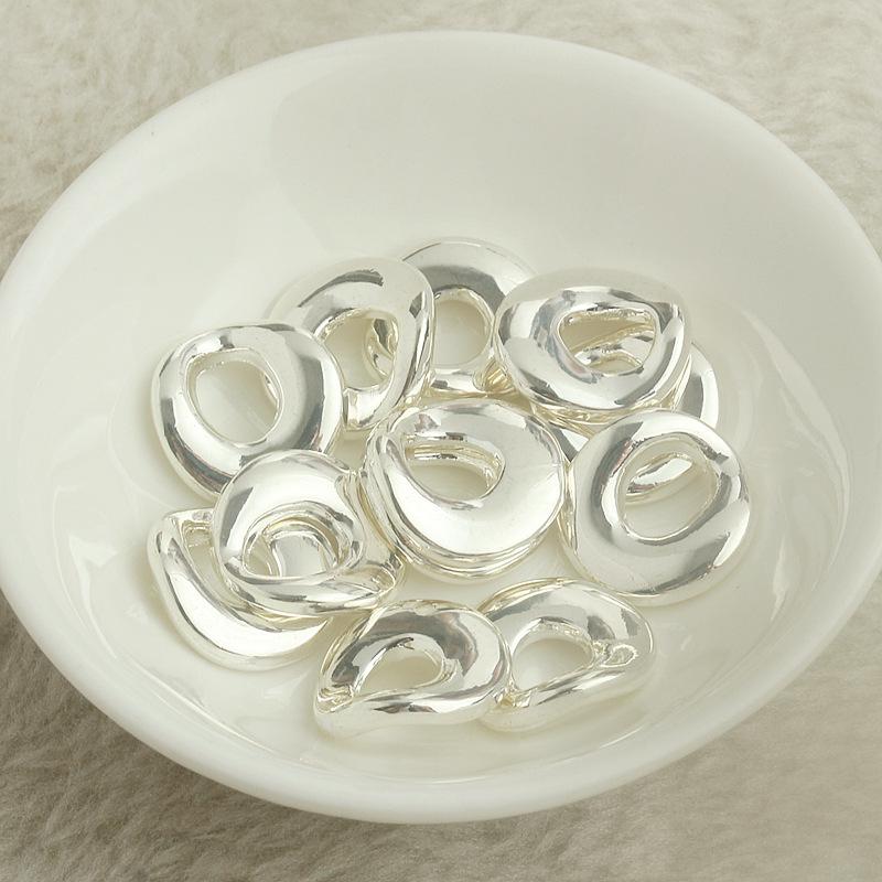 14k Gold Plated Color-Preserving Irregular Wave Square Ring Spacer Bead for DIY Handmade Jewelry