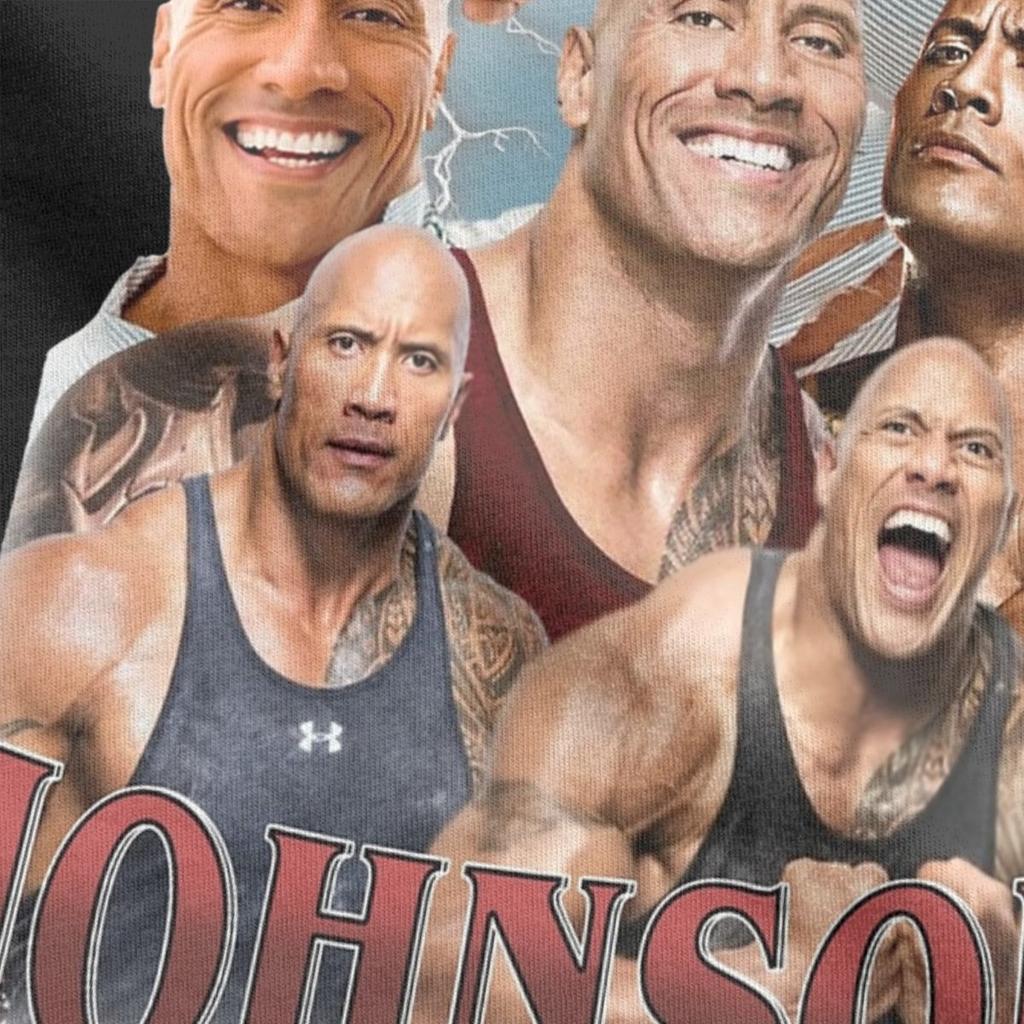 Men T-Shirt Dwayne Johnson Bootleg 90s Style Vintage Pure Cotton Tee Shirt Short Sleeve T Shirt Crewneck Tops Summer