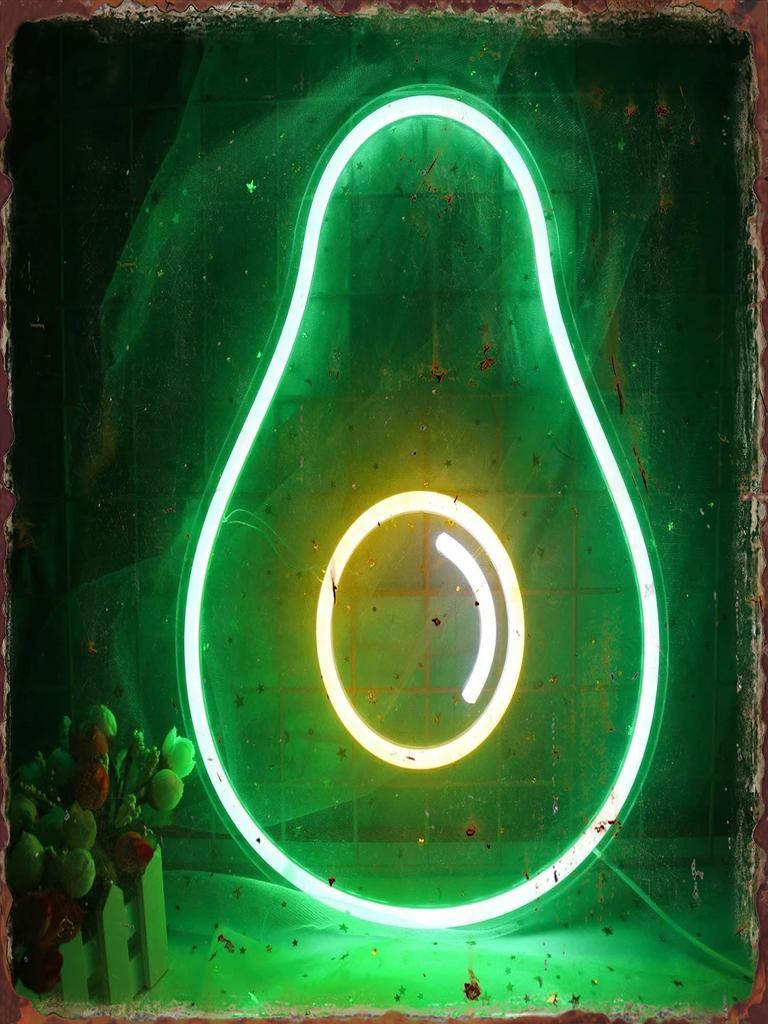 Neon Fruit Metal Tin Sign Supermarket Fruits Area Poster Restaurant Background Home Iron Plate Mural Bar Club Wall Decor Plaque