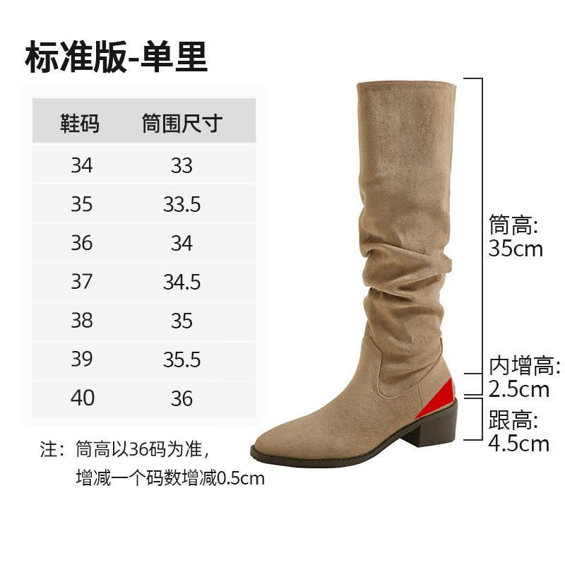 

Knight boots women s 2025 autumn and winter new thick heel western boots tall retro thin pleated piled boots long boots 39