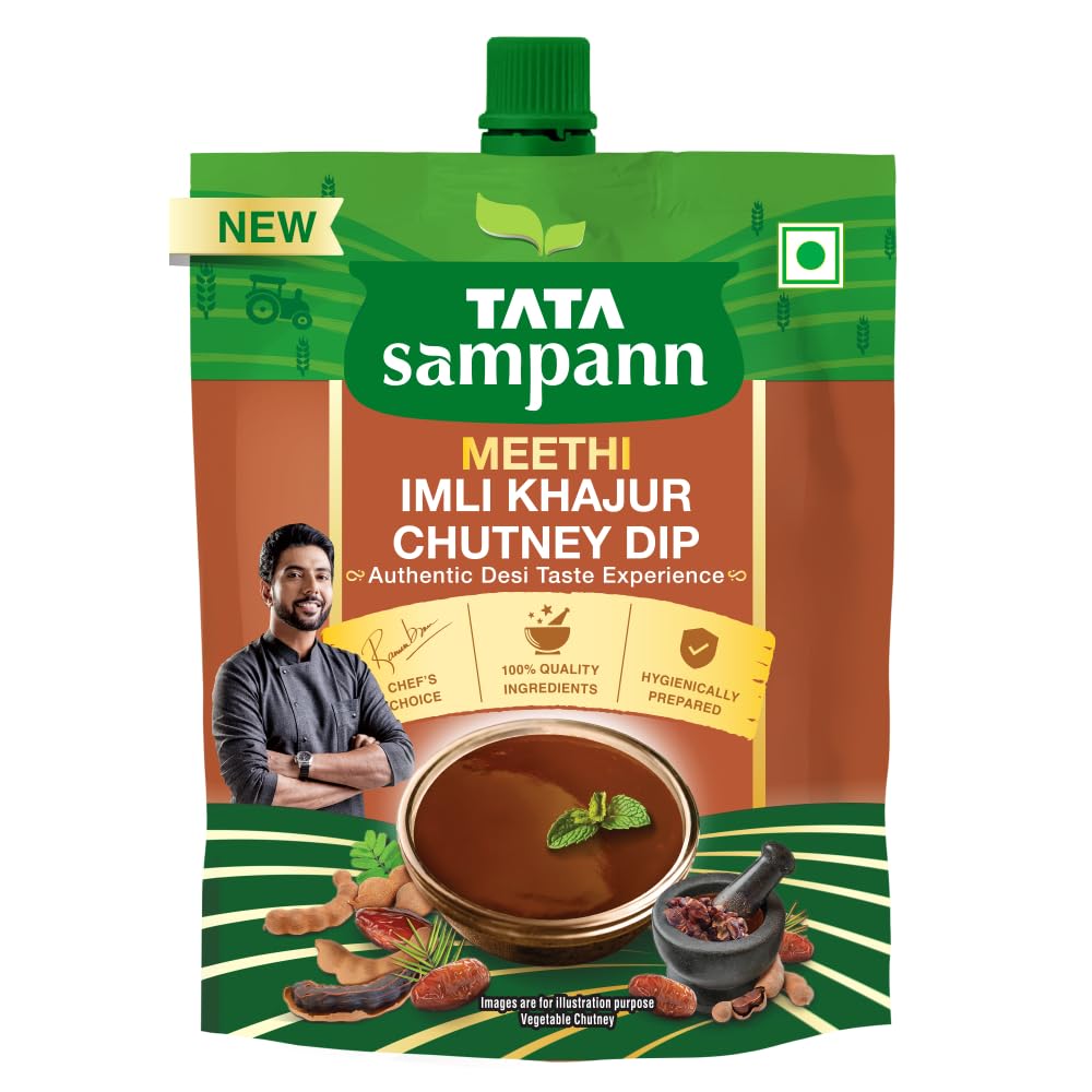 Tata Sampann Meethi Imli Khajur Chutney Dip 200 g Sweet Tangy Date Tamarind Sauce For Snacks And Chaats Everyday