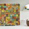 Bohemian 3D Shower Curtain, Indian Mandala Flower Green Blue Chic Color Modern Pattern Bathroom Fabric Home Decor Shower Curtain