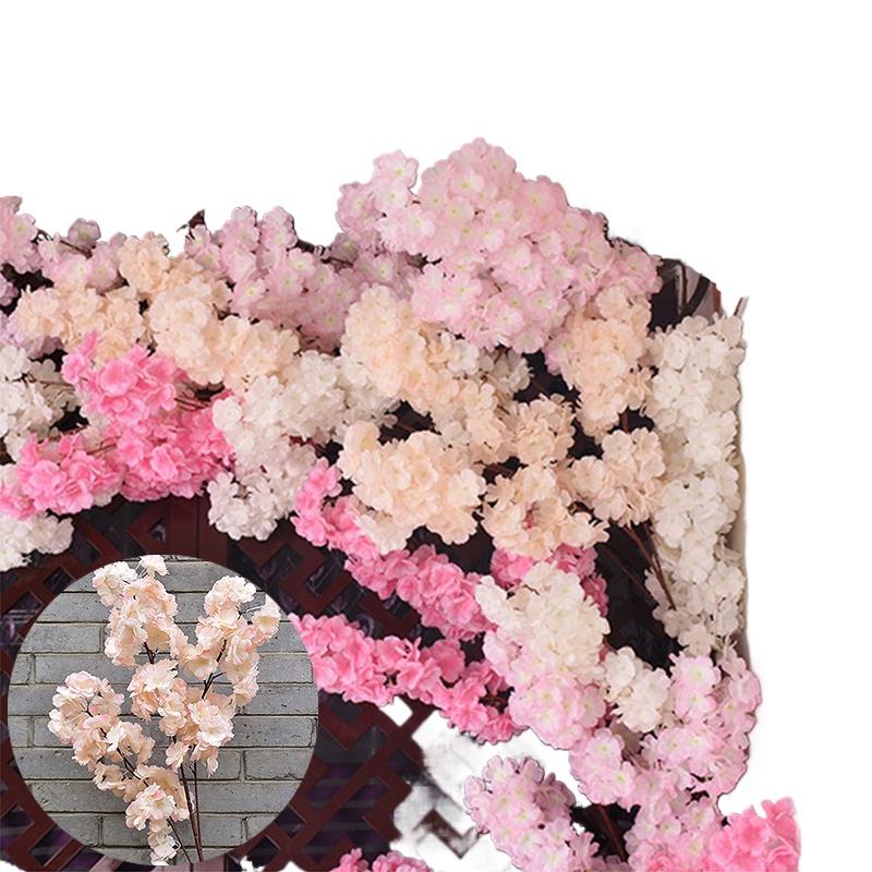 120cm Encrypted Pear Tree Branch Artificial Ribbon Cherry Blossom Flowering Branch Twig Party Decor Simulation Wedding