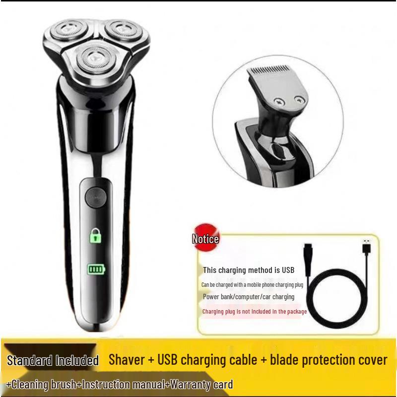 German Electric Shaver: 6-in-1 Multifunctional, Floating Triple Head, Waterproof Men's Beard Razor