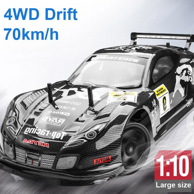 Uus 1:10 topeltamortisaatorit 40 km/70 km/h suure kiirusega drifti kaugjuhtimispuldiga auto 2,4G 4WD RC maastikusõiduk lastele sünnipäeva jõulukink