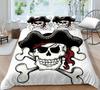 Duvet Cover Set Skull Style Bed Clothes Cartoon Pattern Bed Set Boy Single Size Bedroom Decor White Bedding Cover Sets