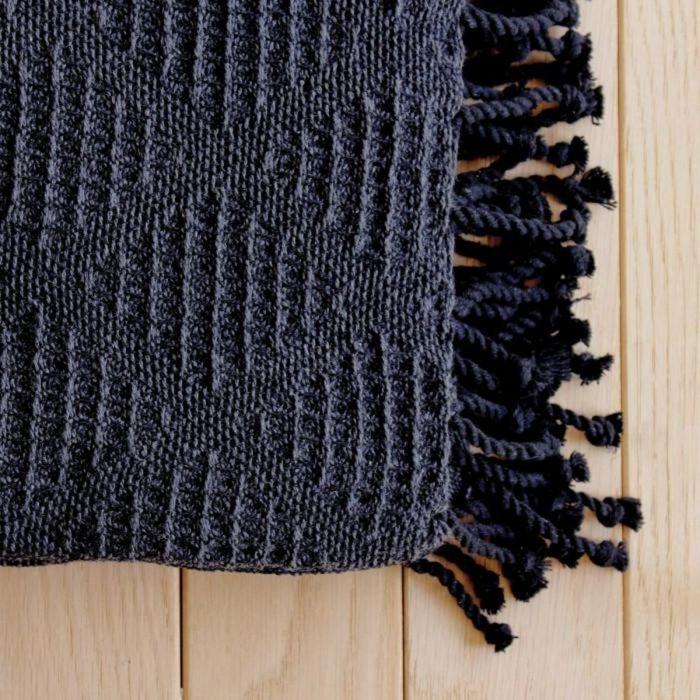 Plaid a franges effet tricot 130 x 160 cm Dune gris foncé