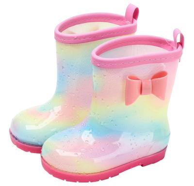 CAWKAY Rain Rain Cute and Stylish Kids' Boots, Girls' Boots, (Rainbow Pink, 16-Point Measurement, 0-Centenometer)