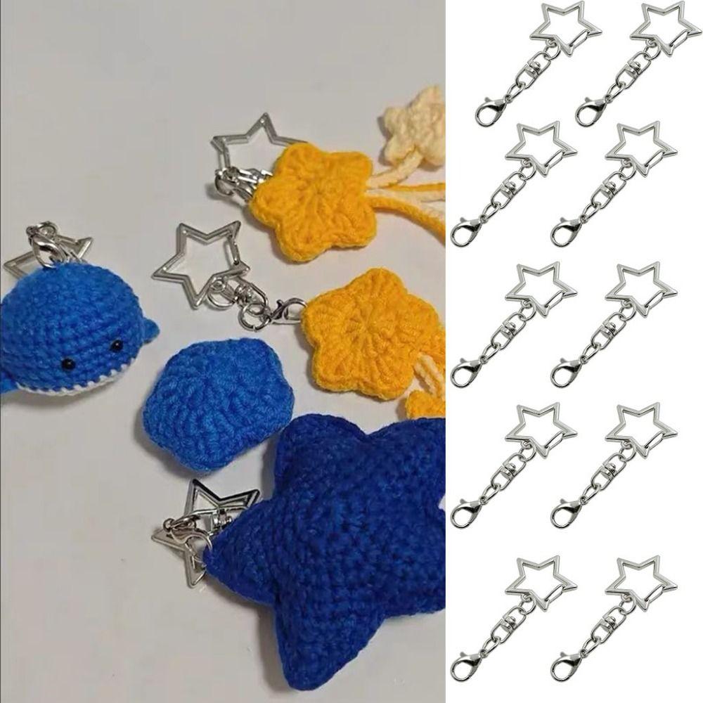 10Pcs Multi Styles Keyring Pendant Star Heart Star Shaped Clasp Jewelry Accessories