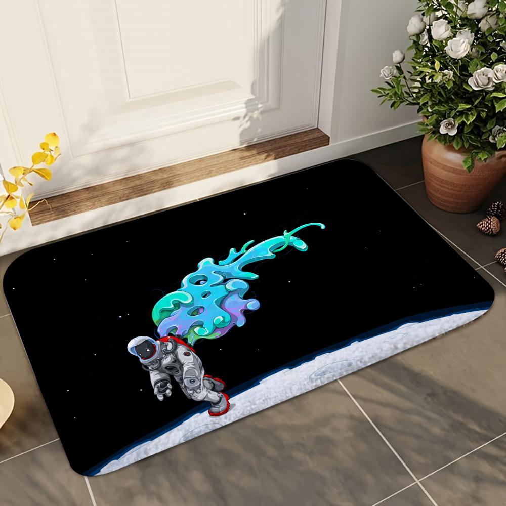 1pc Cartoon Rocket Astronaut Bathroom Absorbent Mats Anti-Slip Mats Home Decor Supplies Carpets Home Kitchen Floor Mats