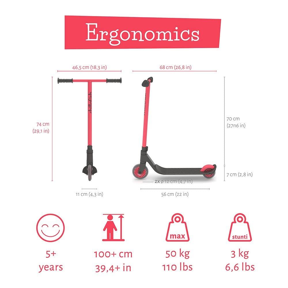 Chillafish Stunt Kick Scooter Coral, 2-Wheel Stunt Scooter, CPST01COR, Authentic