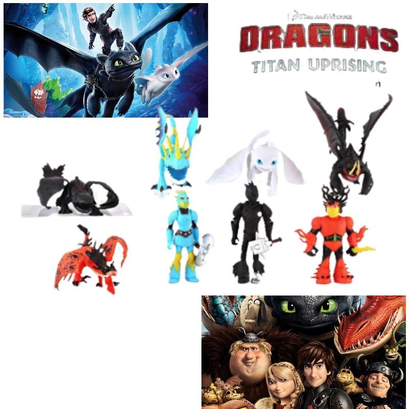 Dragon Toy Set 8-piece Night Fury Pvc Figures For Kids 4-6)